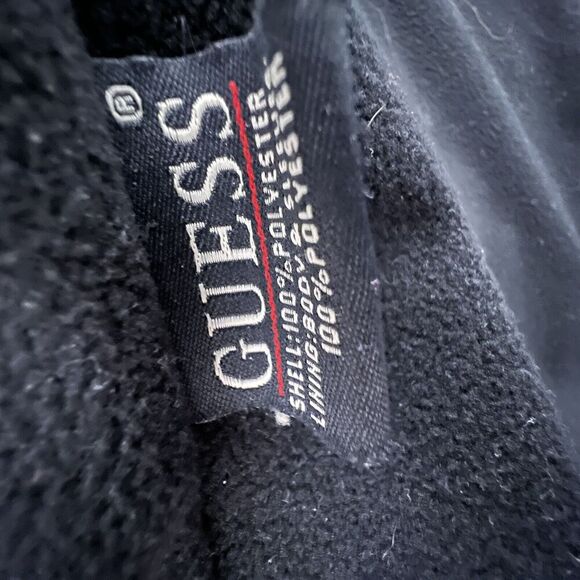 Guess Mens Black Fleece Lines Windbreaker‎ Jacket Medium - Picture 6 of 8